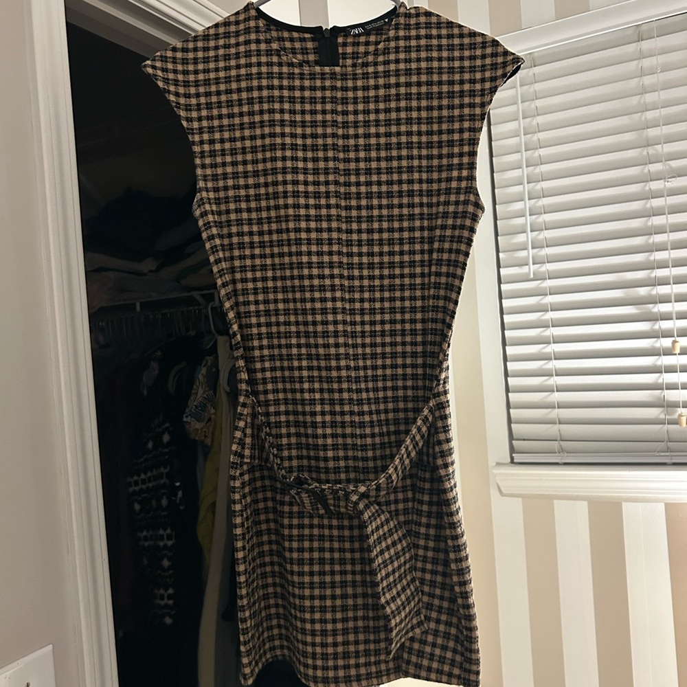 Zara Plaid Brown Mini Dress